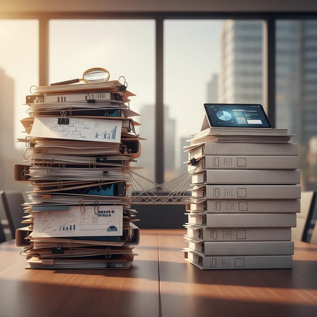 DORA RTS vs ITS comparison image with structured regulatory documents and reporting workflow concept